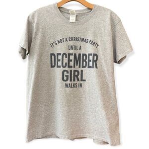 Heathered Gray Sz L Christmas December Party Girl Short Sleeve T-Shirt